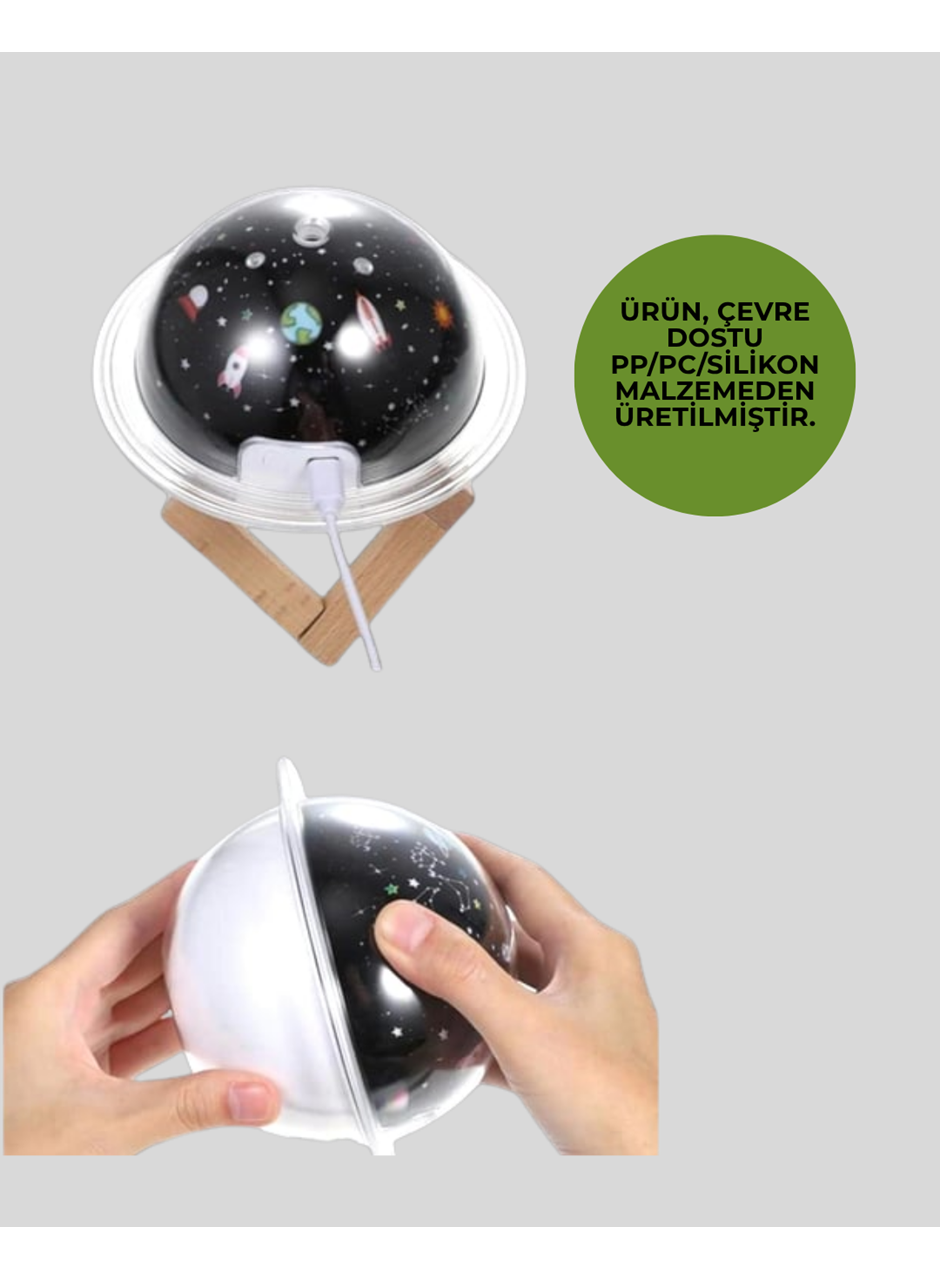 Projektör ışığı bulunan USB bağlantılı mini aromaterapi destekli hava nemlendirici