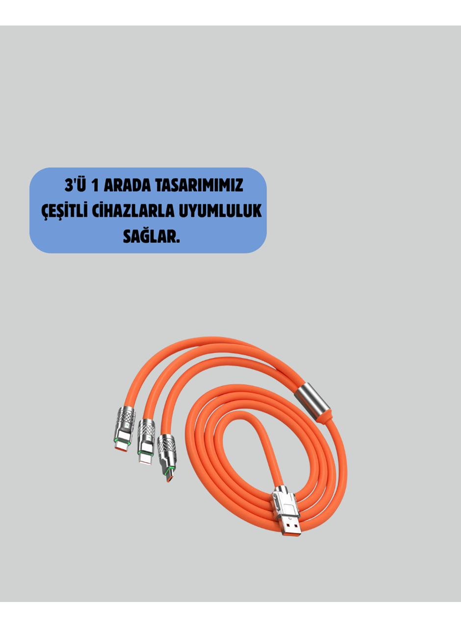 Çinko Alaşımlı Uçlu 120 W Şarj Kablosu – Dolaşmaya Dayanıklı 1,2 m USB Kablo
