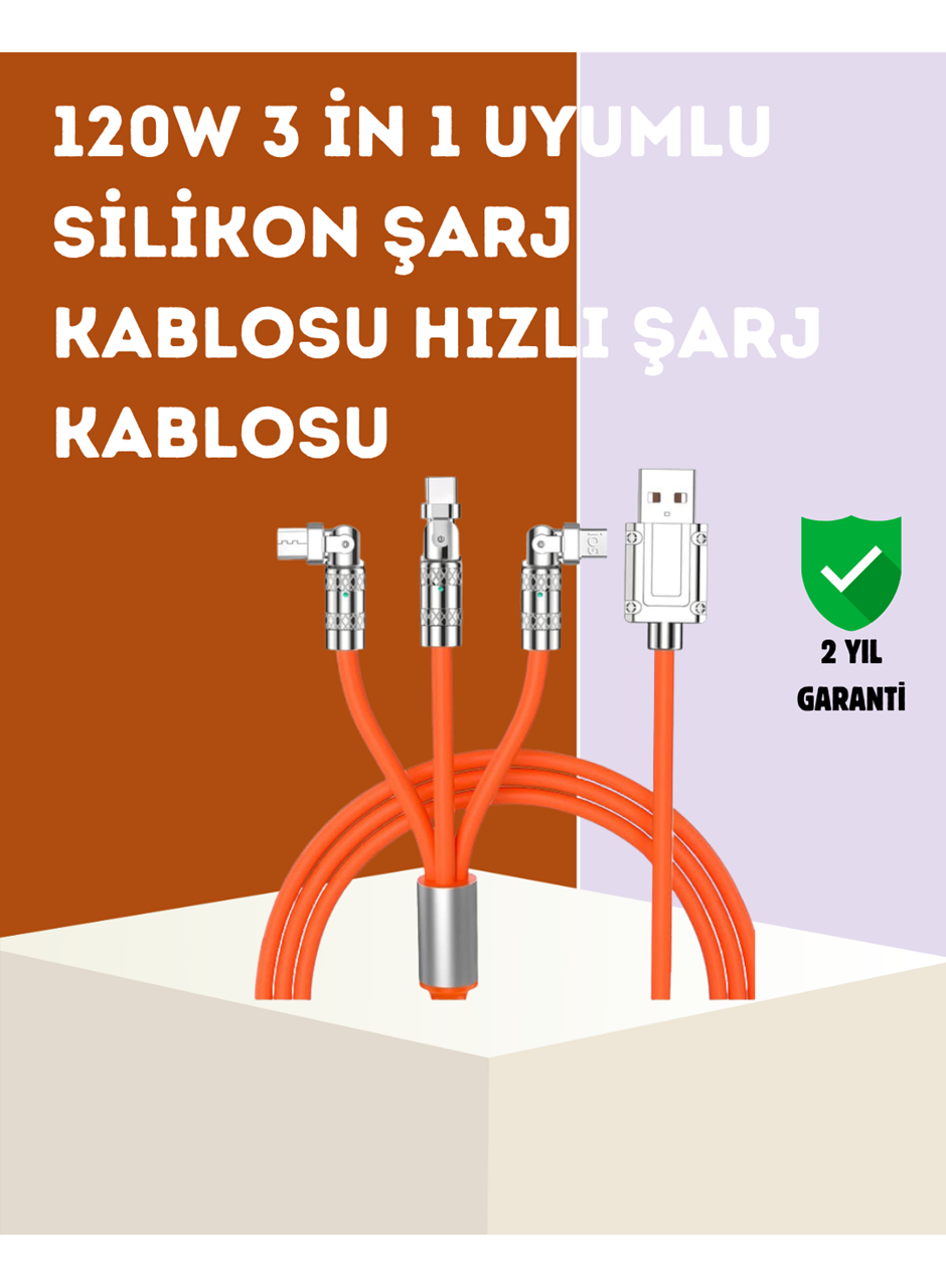 120 W Hızlı Çözüm Sunan 3'ü 1 USB Şarj Kablosu– Sağlam Gövde