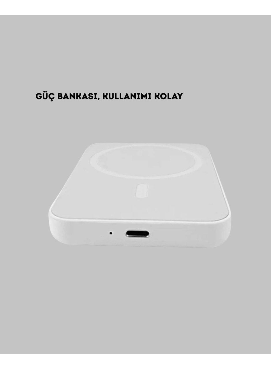Manyetik Kablosuz Powerbank – iPhone 12/13/14/15 Uyumlu, Hızlı Şarjlı, Ultra Hafif