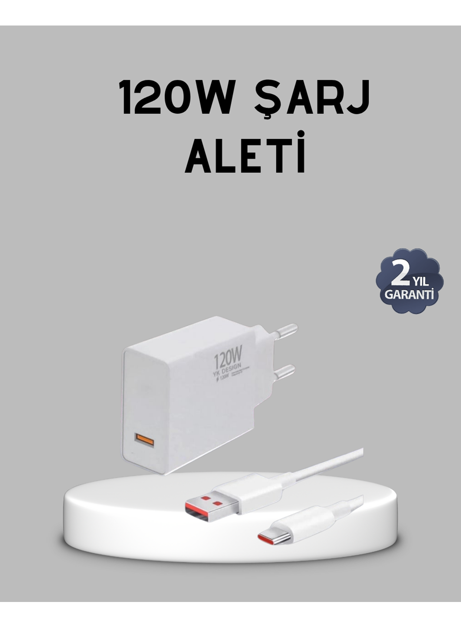 120W Süper Hızlı Şarj Adaptörü – Type-C Kablo Dahil, Yüksek Voltaj Korumalı