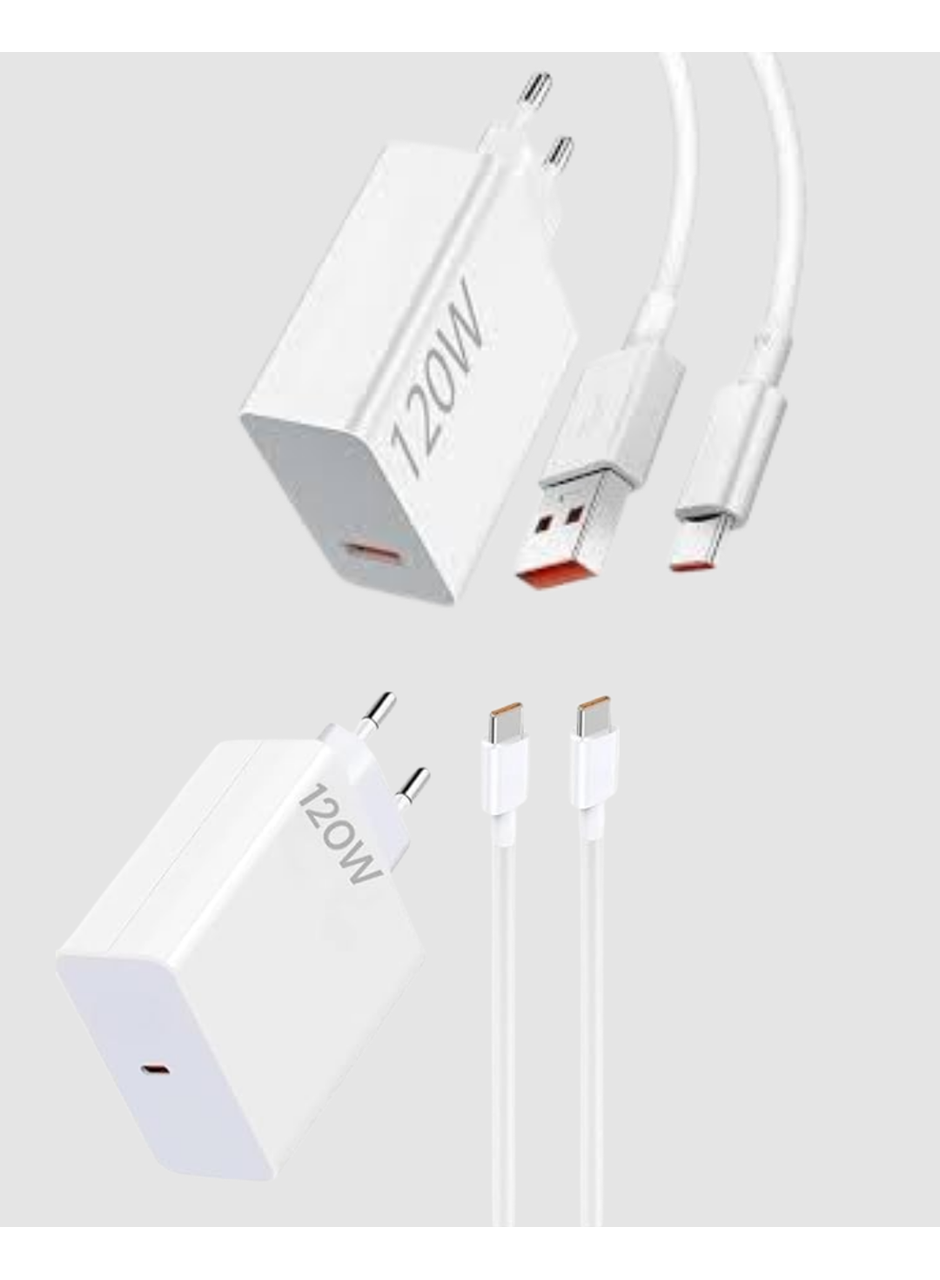 120W Süper Hızlı Şarj Adaptörü – Type-C Kablo Dahil, Yüksek Voltaj Korumalı