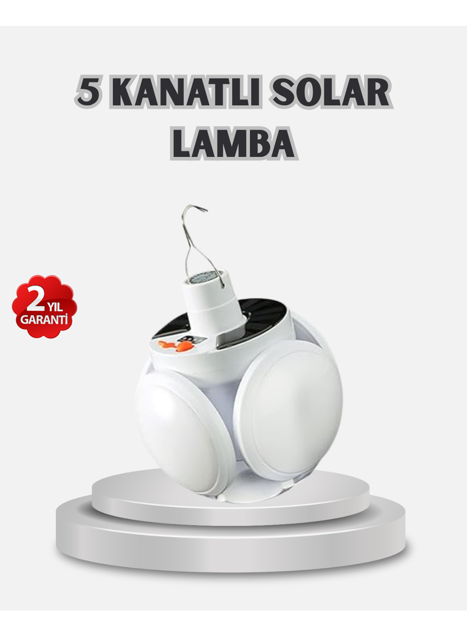 Güneş Enerjili ve USB Şarjlı LED Kamp Lambası – 5 Farklı Işık Modlu, Askılı Tasarım