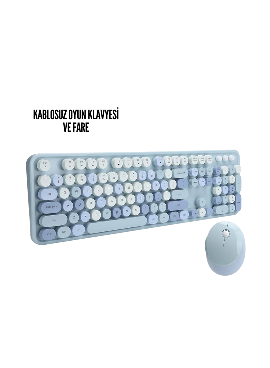 Kablosuz Klavye Mouse Seti mavi