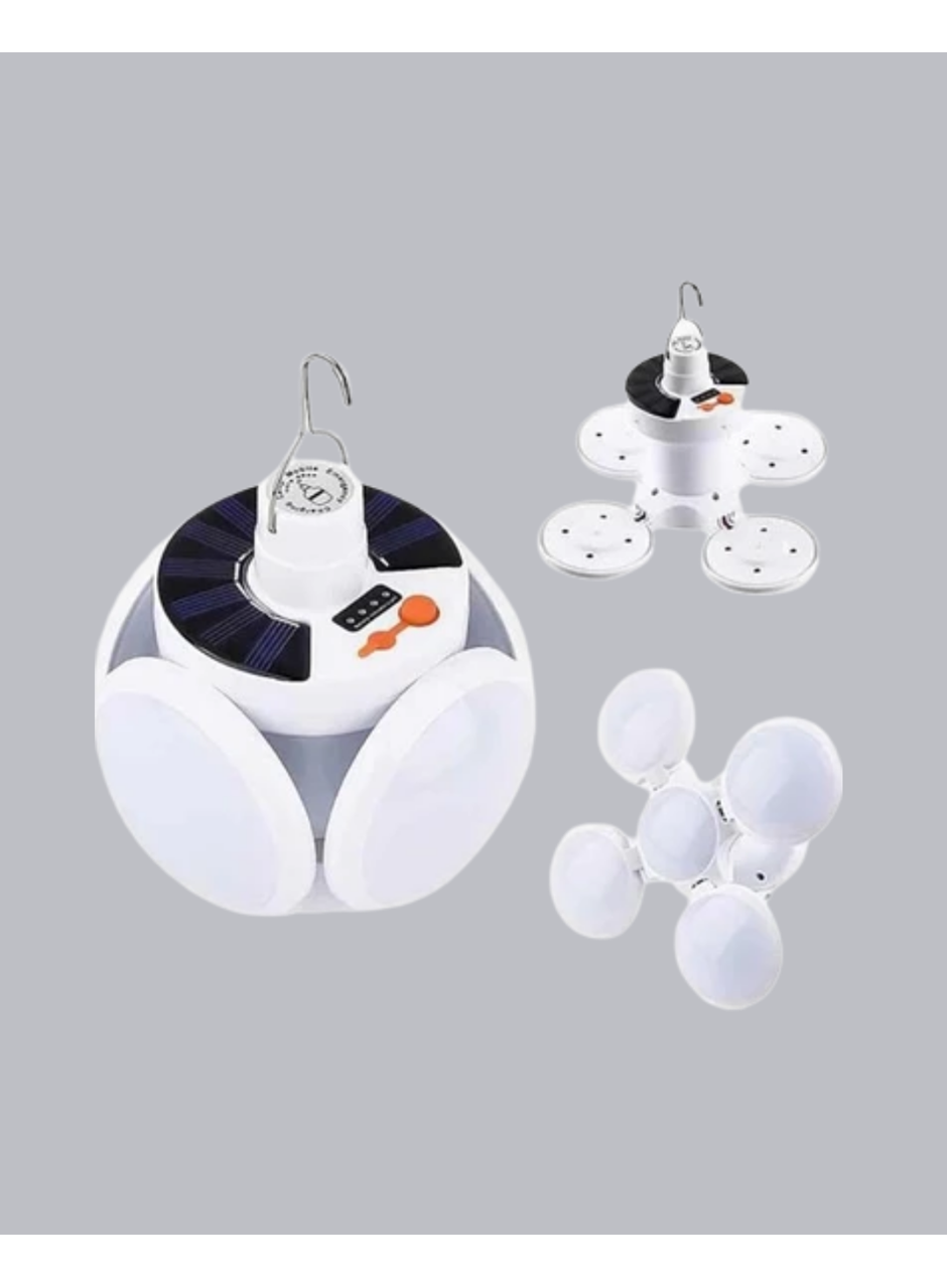 Güneş Enerjili ve USB Şarjlı LED Kamp Lambası – 5 Farklı Işık Modlu, Askılı Tasarım