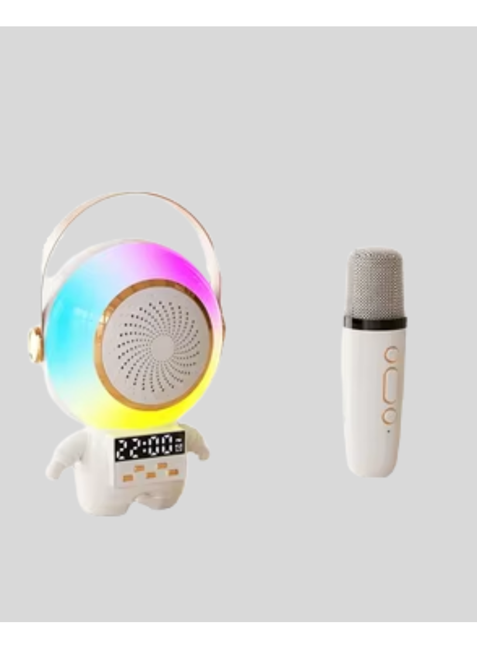 RGB Işıklı Astronot Bluetooth Hoparlör Karaoke Mikrofonlu
