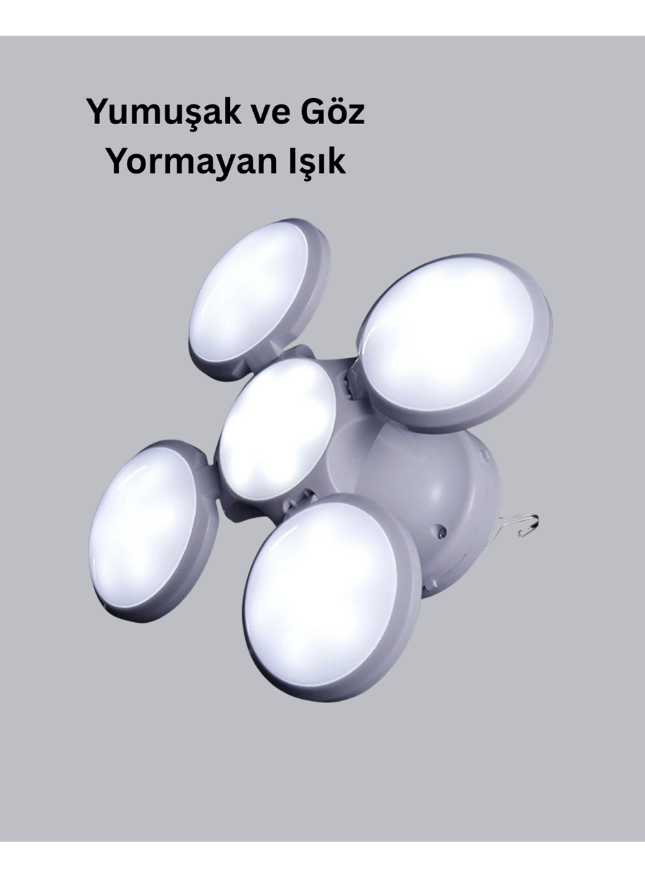 Solar Güneş Enerjili ve USB Şarjlı 5 Kanatlı LED Kamp Lambası