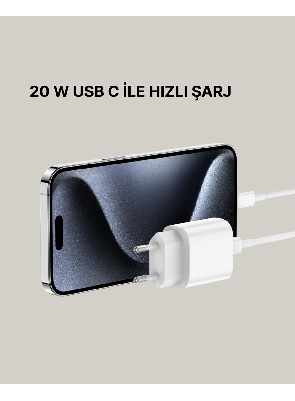 iPhone ve iPad Uyumlu 20W Güvenli USB-C Hızlı Şarj Adaptörü