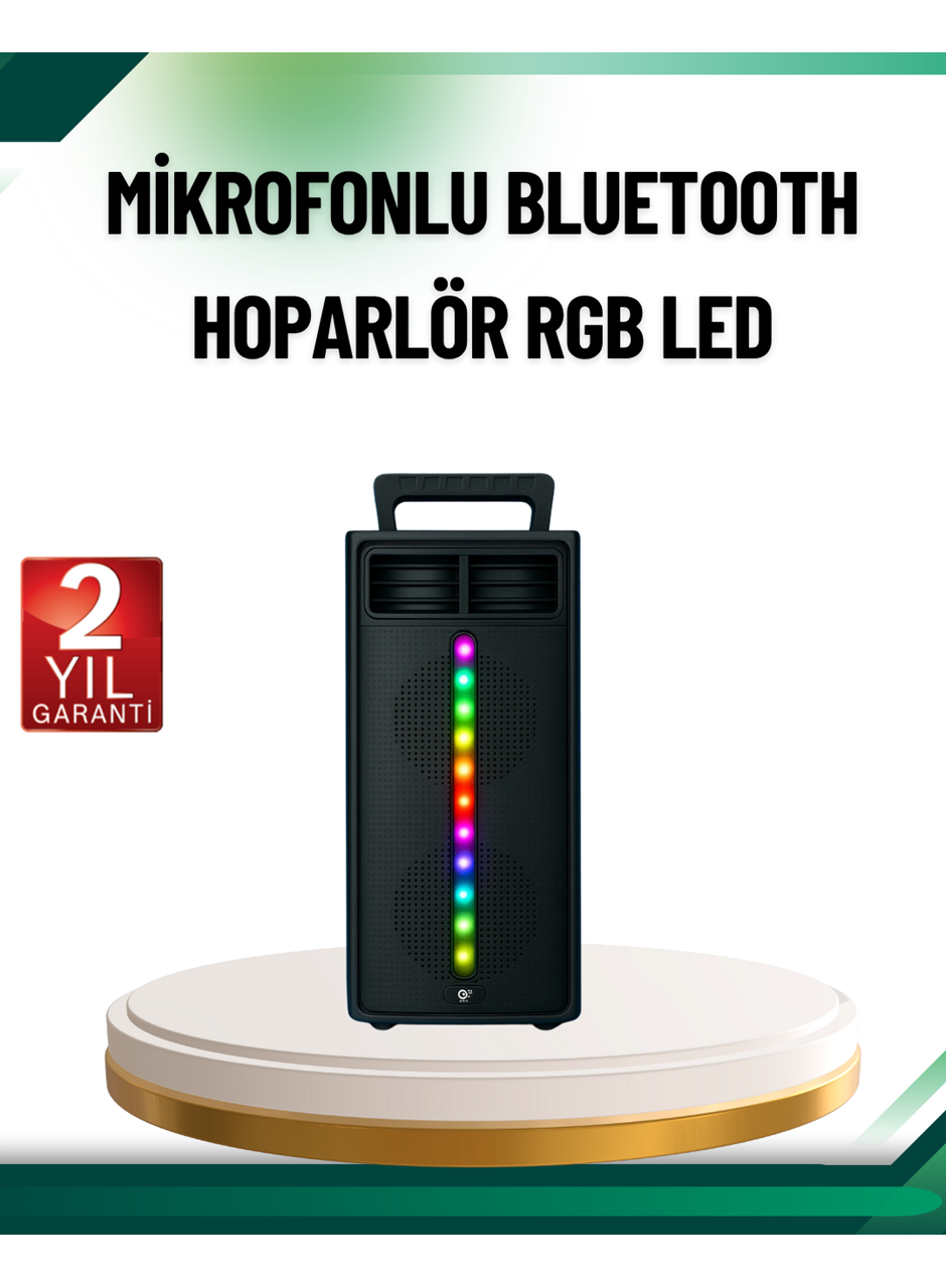 Şarjlı Işıklı Bluetooth Hoparlör | USB, AUX, TF Kart ve Radyo Destekli