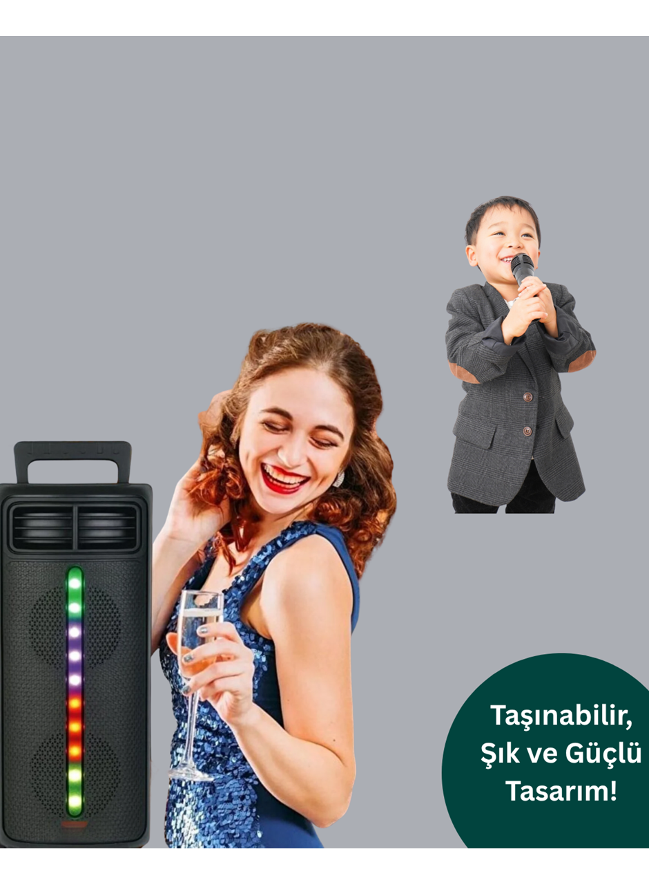 Şarjlı Işıklı Bluetooth Hoparlör | USB, AUX, TF Kart ve Radyo Destekli