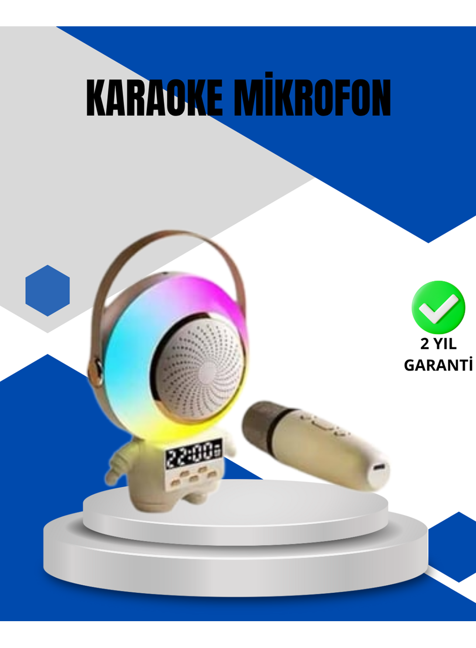 Kablosuz Mikrofonlu Astronot Tasarım Bluetooth Speaker Karaoke