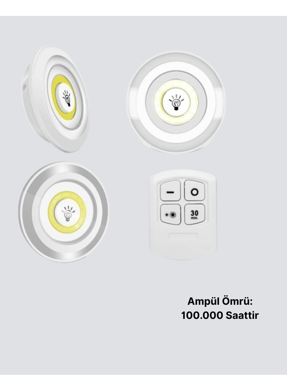 Kablosuz Gün Işığı 3’lü LED Spot Lamba Kumandalı