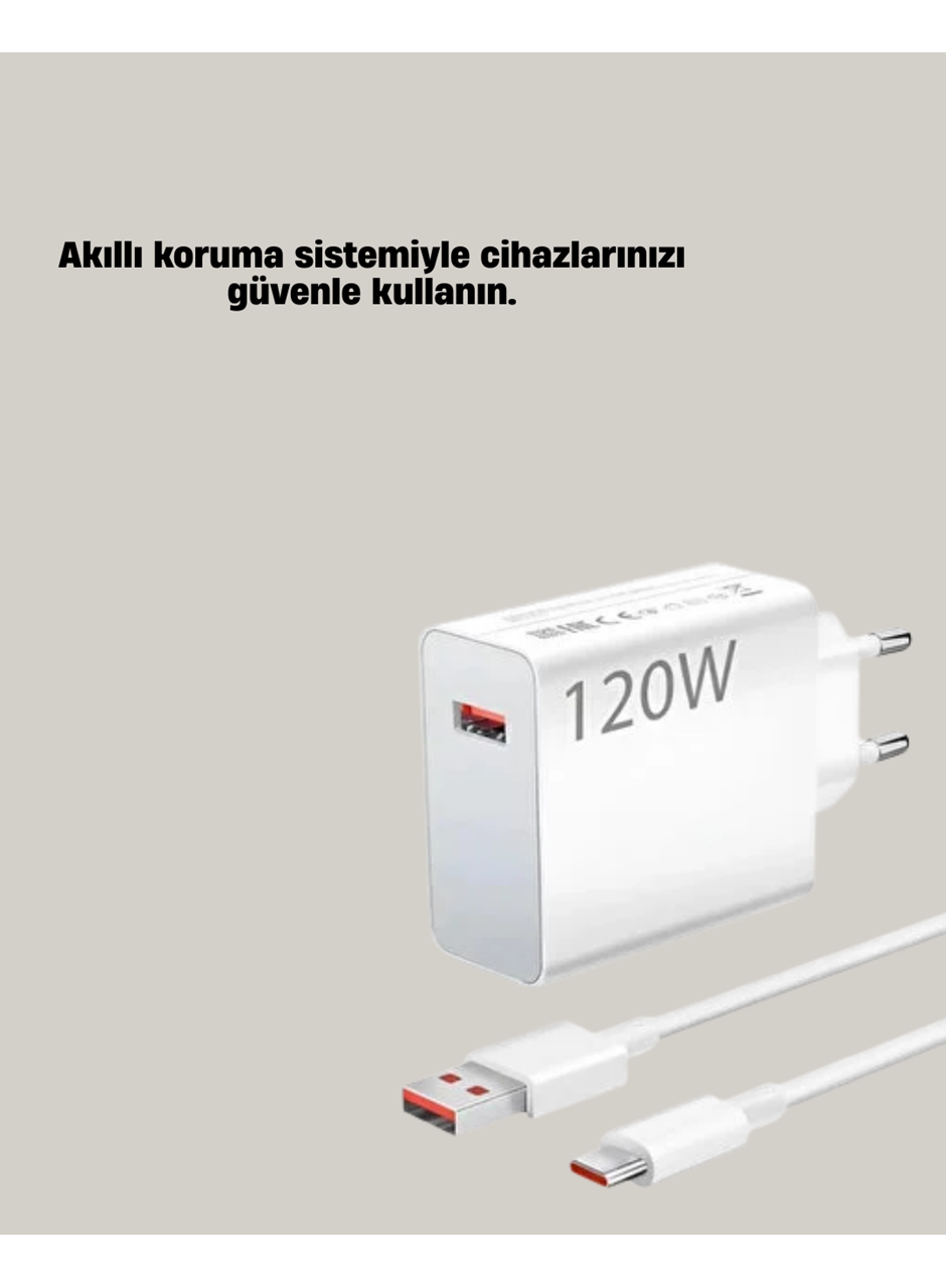 120W Mi Turbo Destekli Hızlı Şarj Cihazı Type-C Uyumlu Akım Korumalı