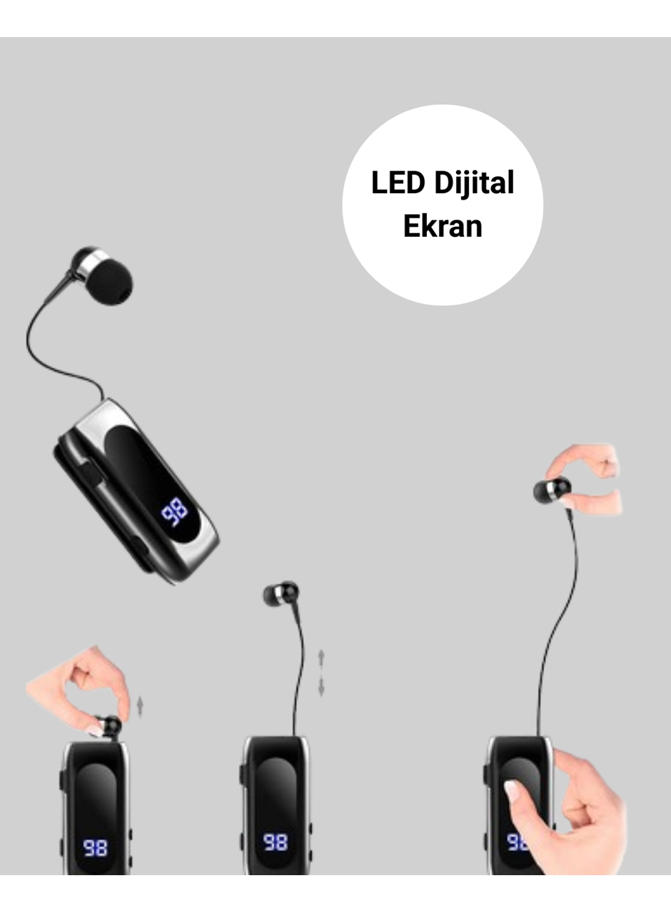 Dijital Göstergeli Bluetooth Kulaklık – Klipsli ve Şık Tasarım