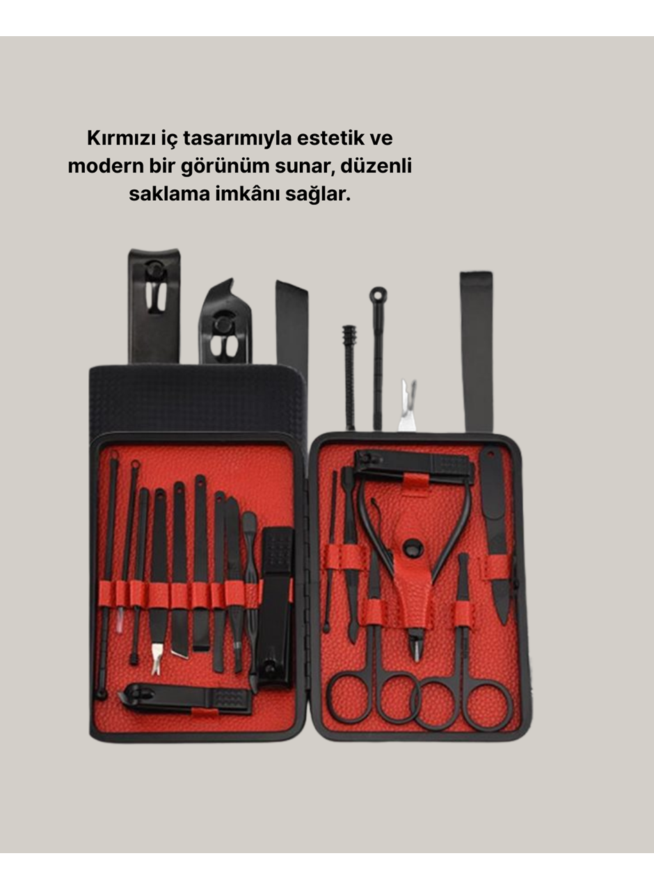 Şık Kutu Tasarımlı 17 Parça Manikür Pedikür Seti Dayanıklı ve Hijyenik