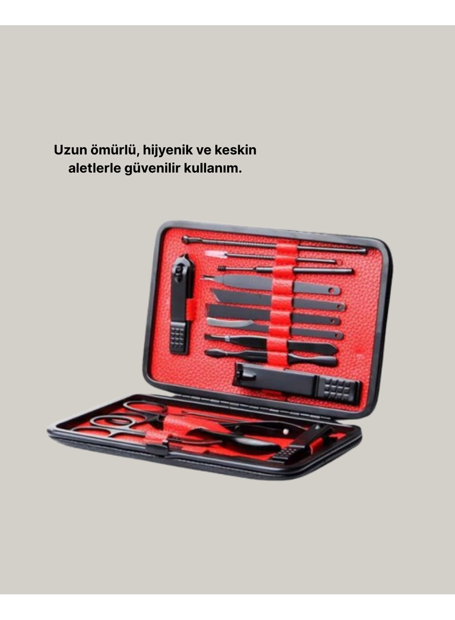 Şık Kutu Tasarımlı 17 Parça Manikür Pedikür Seti Dayanıklı ve Hijyenik