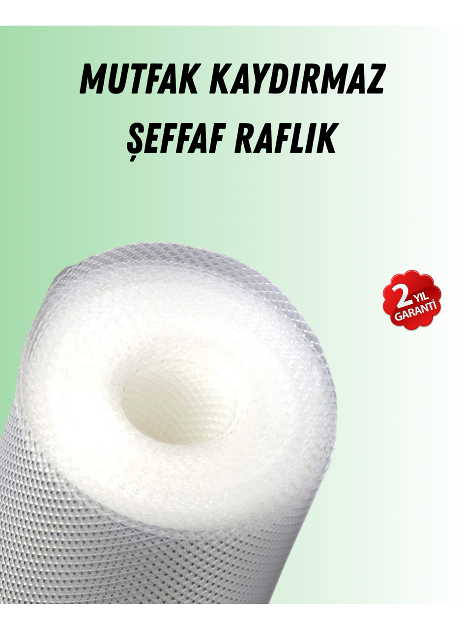 Şeffaf mutfak raflığı ve çekmece kaplaması kaydırmaz pvc