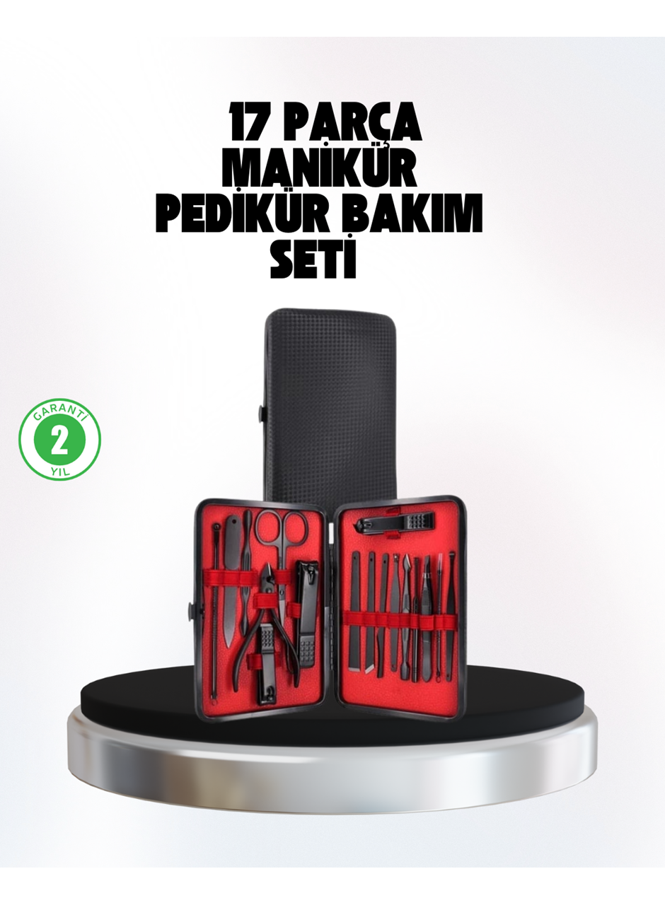 El ve Ayak Bakım Seti 17 Parça Taşınabilir Deri Çantalı Manikür Seti