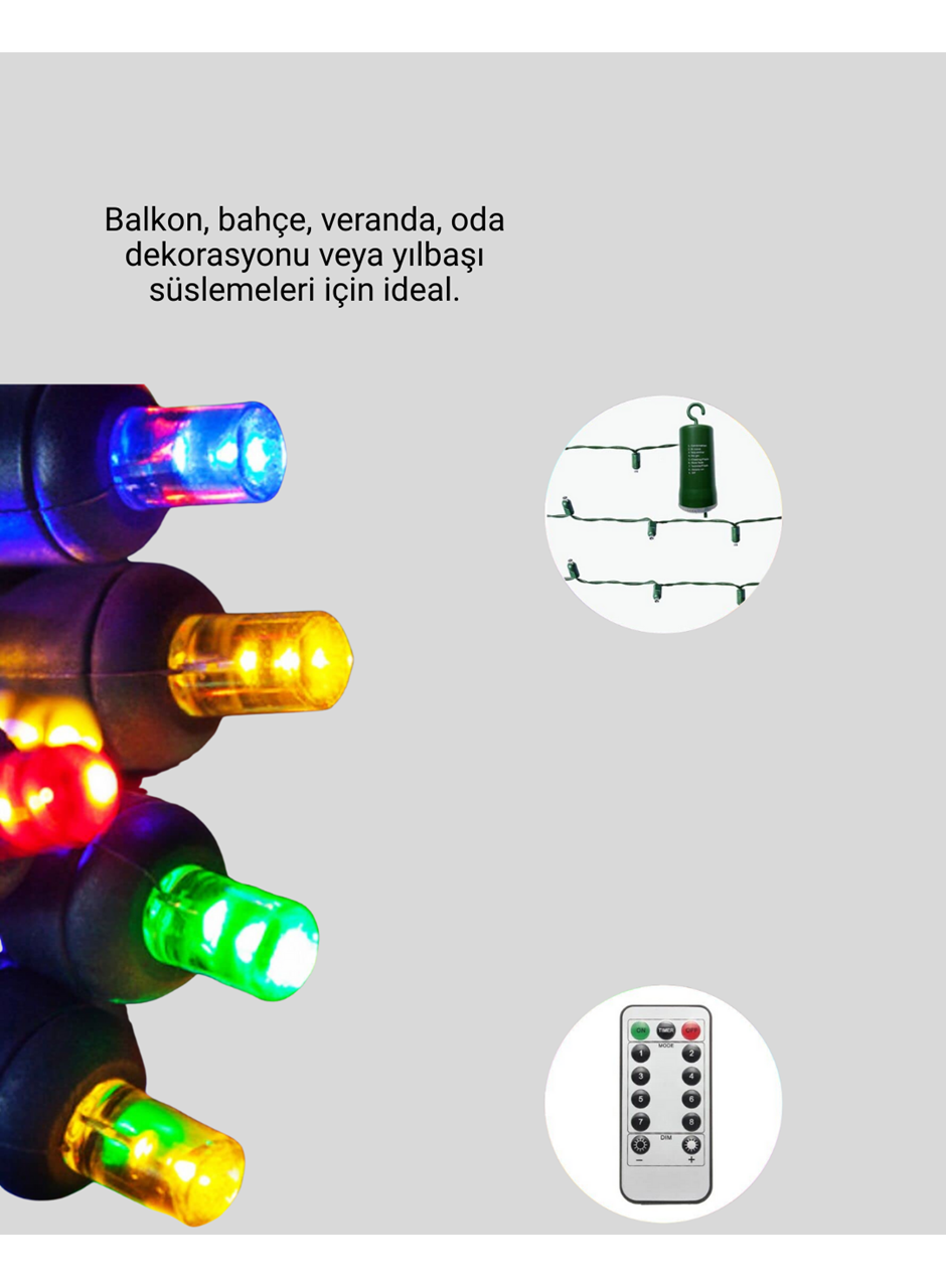 Taşınabilir Pil İle Çalışan LED Işık – 2x2 Metre Perde Modeli