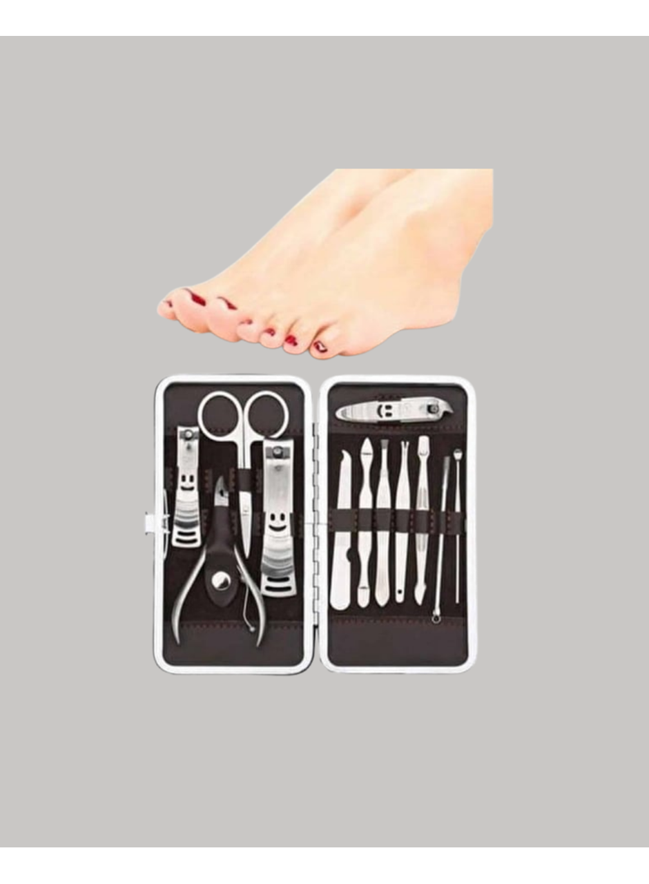 Özel Deri Çantalı 12 Parça Manikür Pedikür Bakım Seti Paslanmaz Çelik