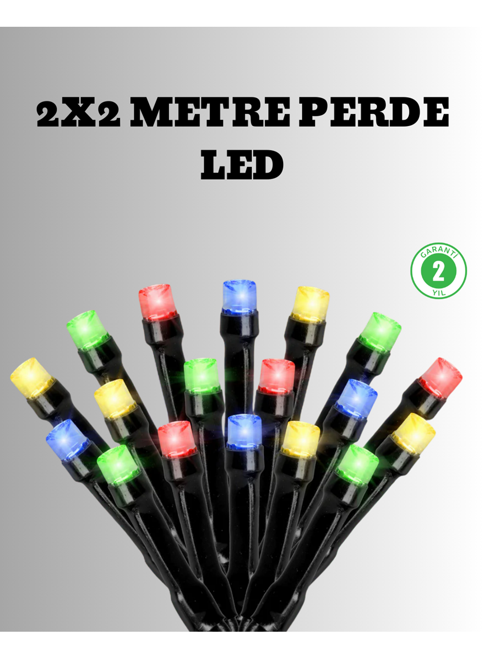 2x2 Metre Pil ile Çalışan Perde LED Işık – 8 Modlu Dekoratif