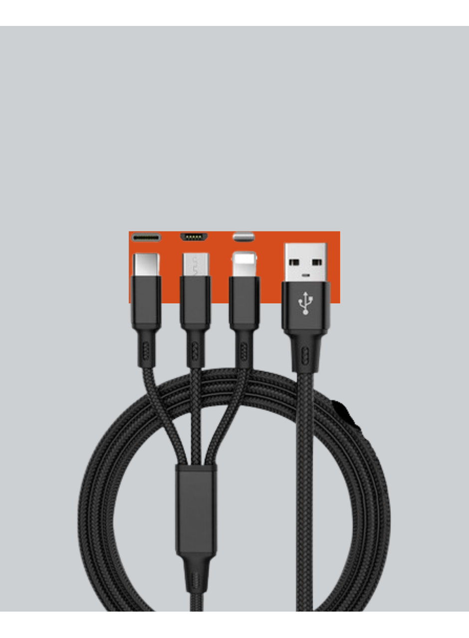 Evrensel 3 Başlıklı Şarj Kablosu – iPhone Huawei Samsung İçin