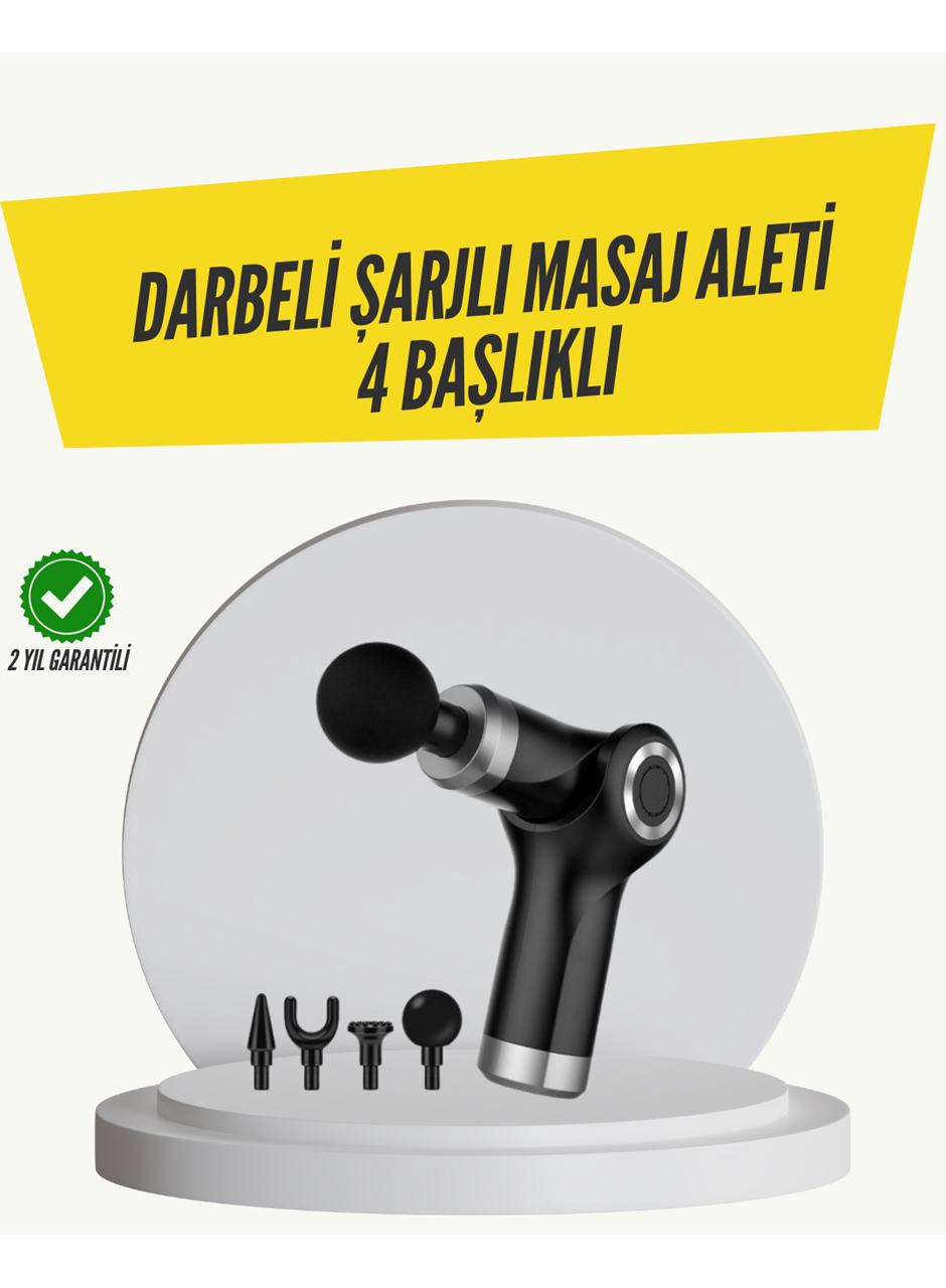 Mini Masaj Tabancası 4 Başlık 6 Hız Ayarlı