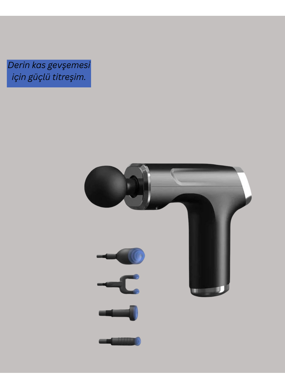Mini Masaj Tabancası 4 Başlık 6 Hız Ayarlı