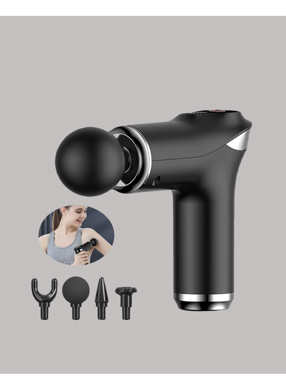 Mini Masaj Tabancası 4 Başlık 6 Hız Ayarlı