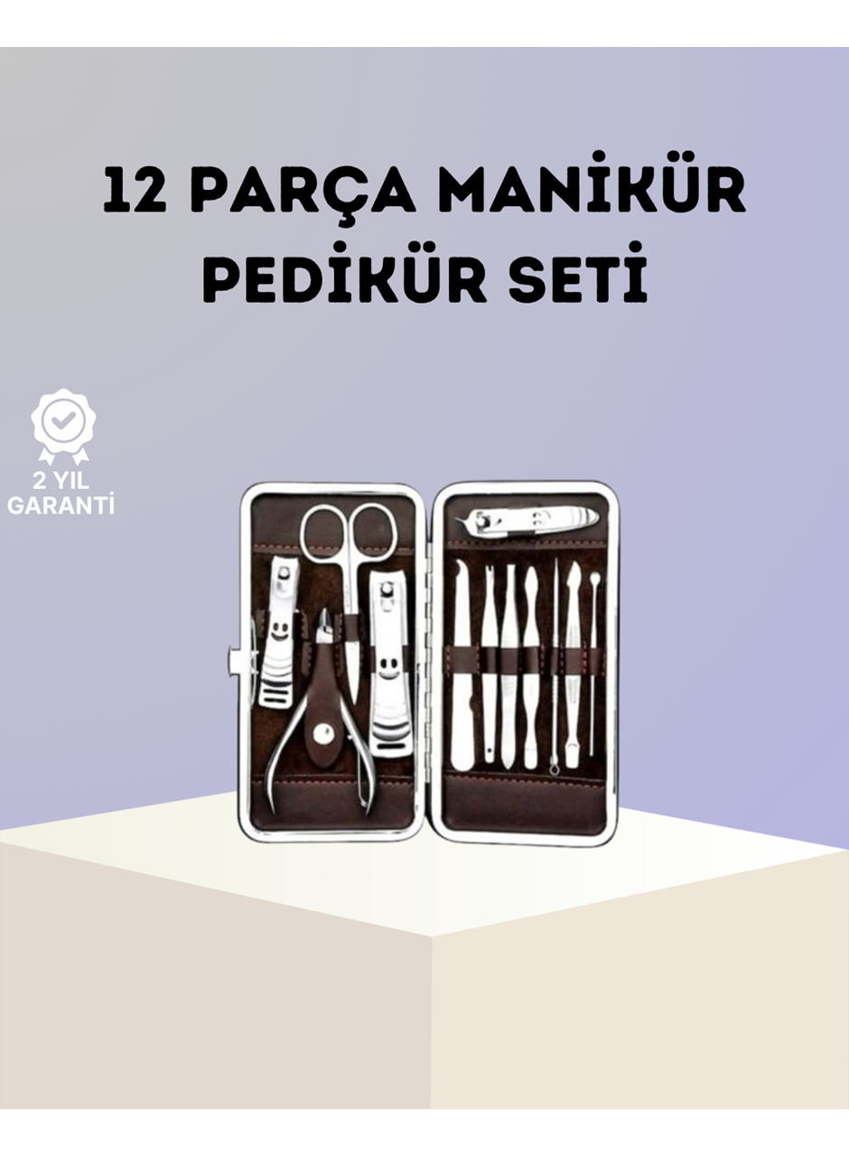 Paslanmaz Çelik Çok Fonksiyonlu 12 Manikür Seti