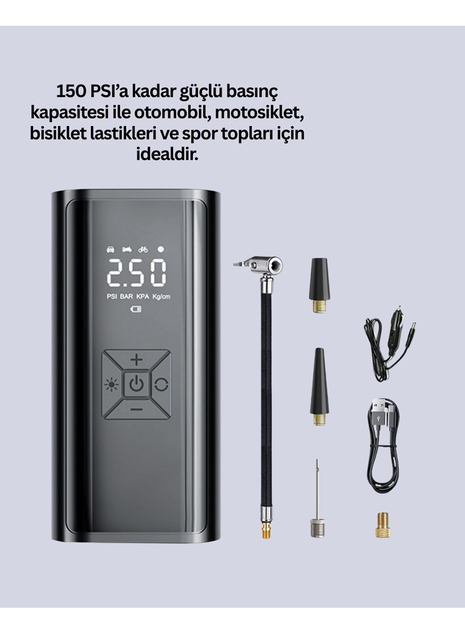 12V Uyumlu Çok İşlevli Akıllı Araç Lastik Pompası