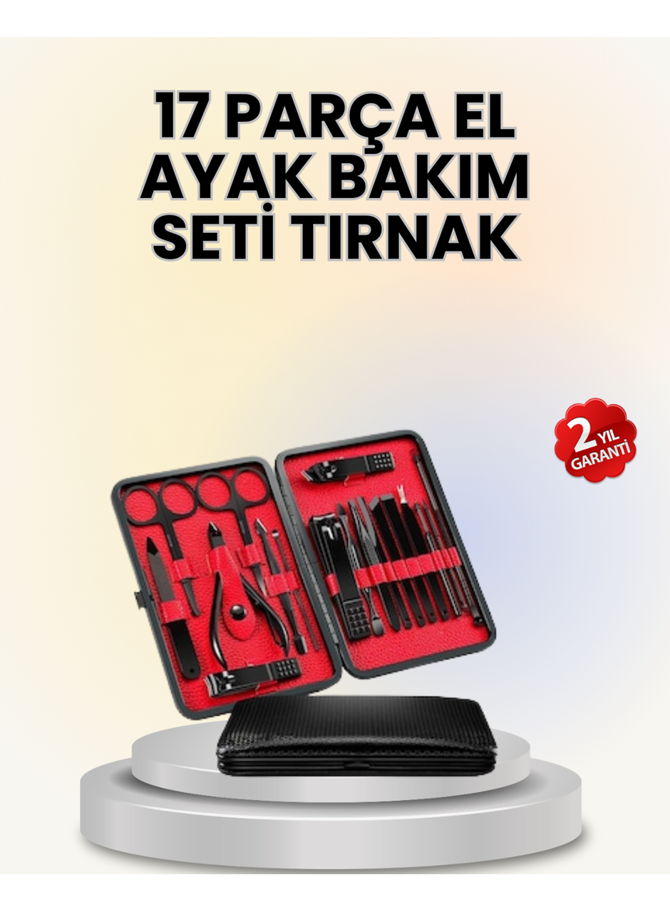 17 Parçalık Deri Kaplamalı Manikür Seti