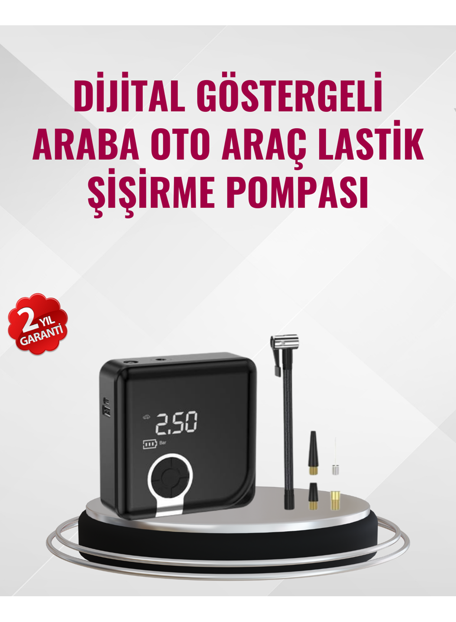 Kompakt Tasarımlı LED Işıklı Taşınabilir Hava Kompresörü