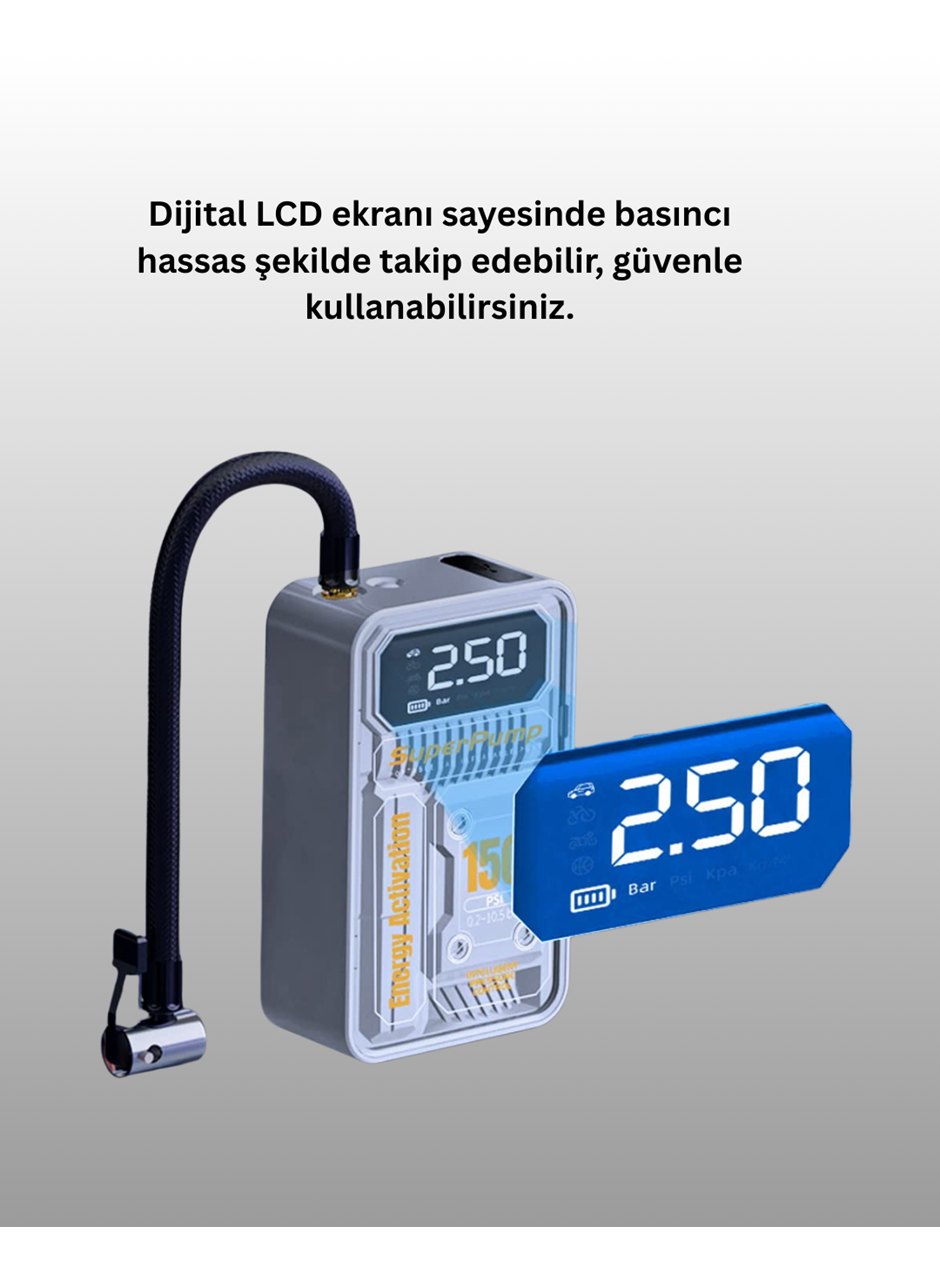 Hızlı Şişirme Güçlü Motorlu 150 PSI Araba Lastik Pompası