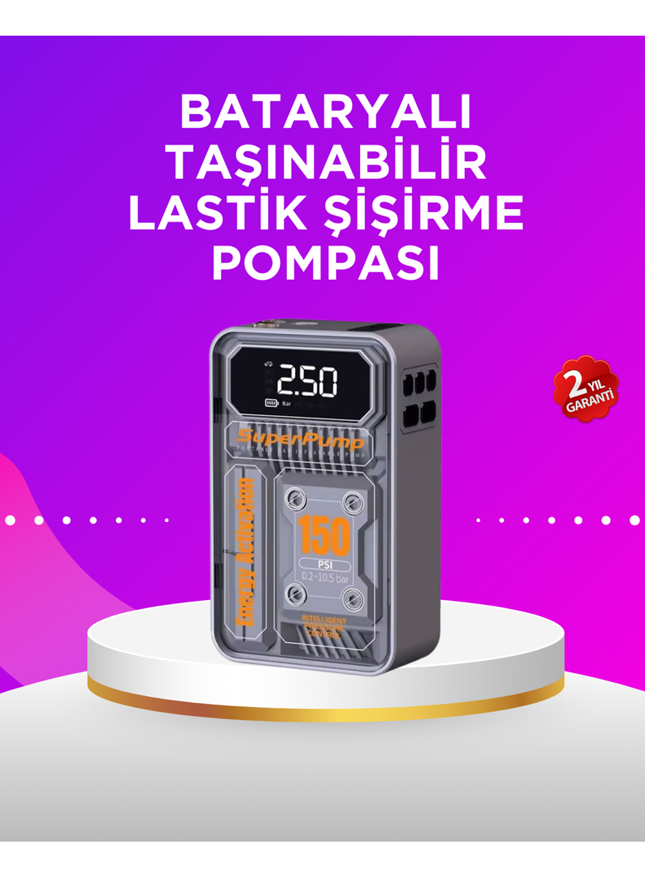 Mini Boy Elektrikli Şarjlı Yüksek Basınçlı Lastik Şişirme Pompası