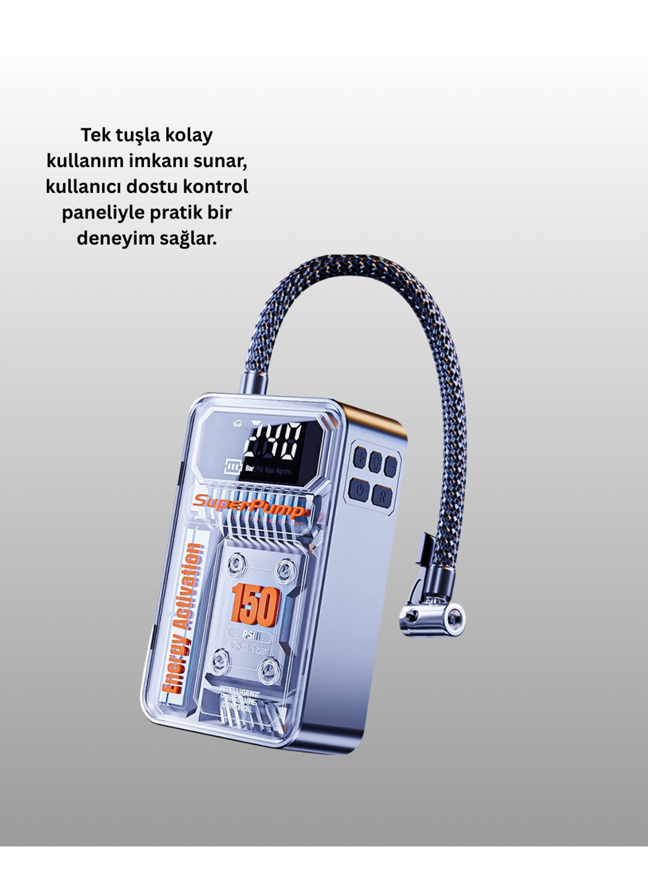 Mini Boy Elektrikli Şarjlı Yüksek Basınçlı Lastik Şişirme Pompası