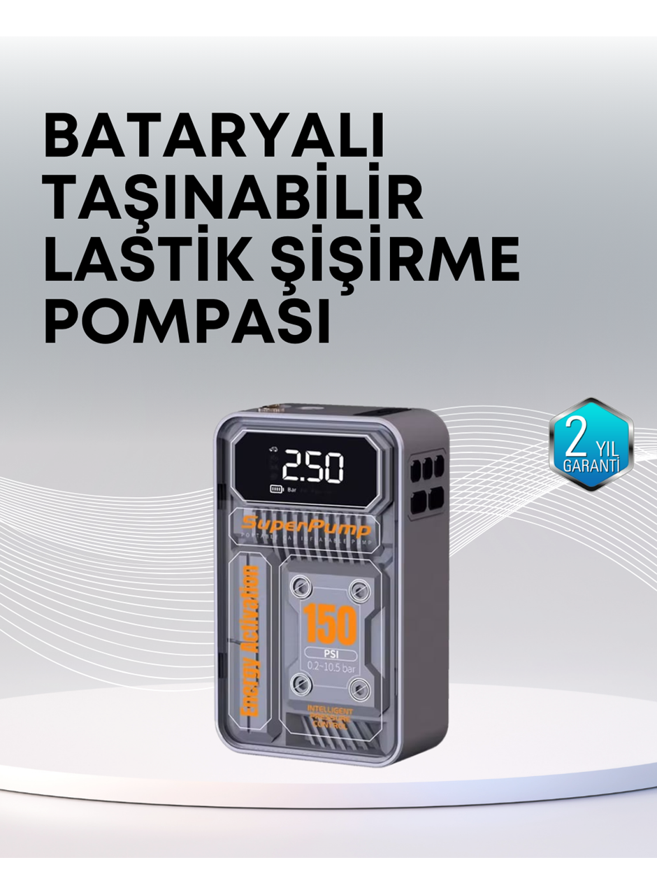 150 PSI Kablosuz Dijital Ekranlı Taşınabilir Araç Lastik Pompası