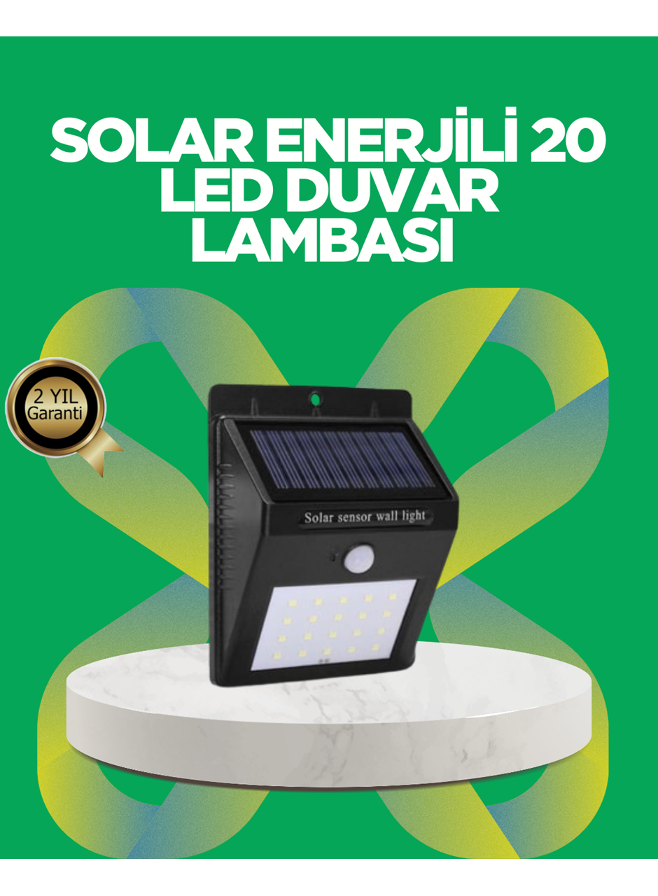 Solar Enerjili 20 LED Hareket Sensörlü Duvar Lambası