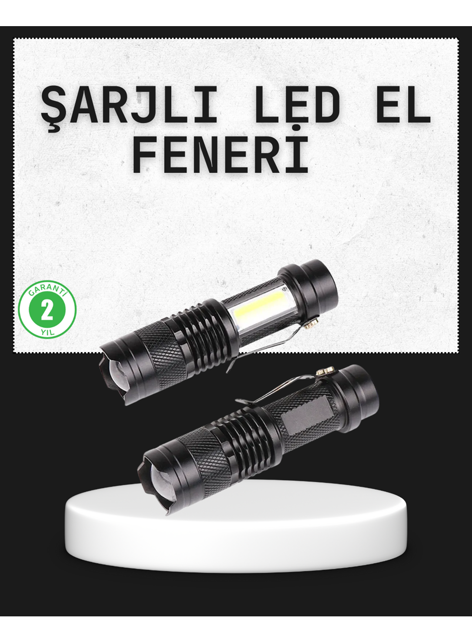 Odak Ayarlı 2000 Lümen Şarjlı LED El Feneri