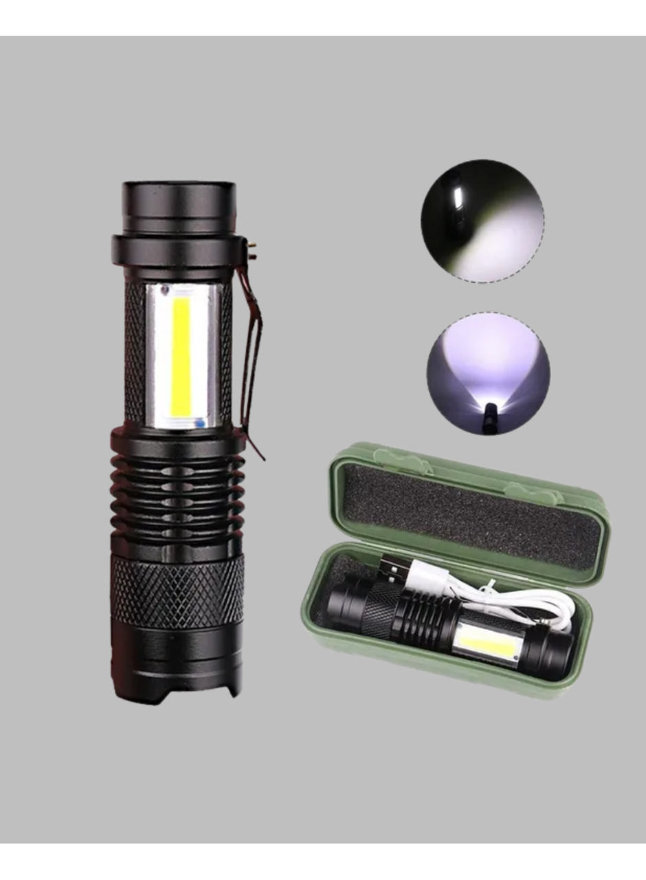 4 Modlu USB Şarjlı LED El Feneri Kamp ve Outdoor