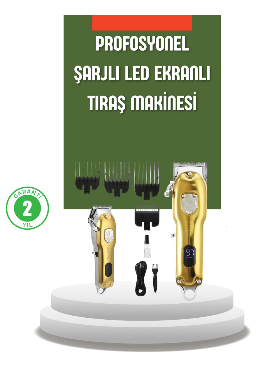 Güçlü Motorlu LCD Ekranlı Şarjlı Tıraş ve Şekillendirme Makinesi