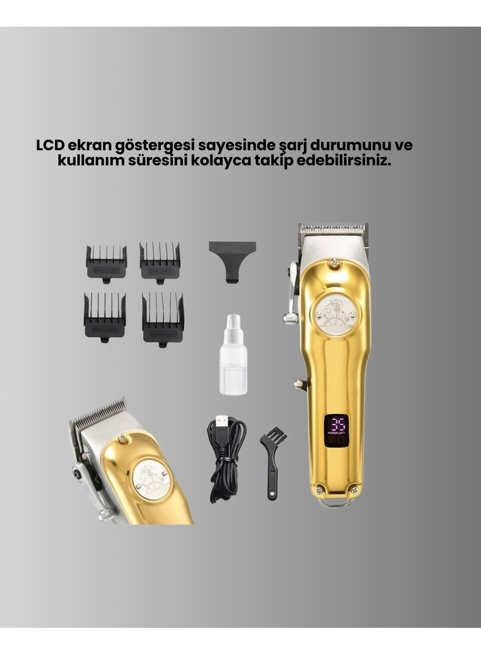 Güçlü Motorlu LCD Ekranlı Şarjlı Tıraş ve Şekillendirme Makinesi