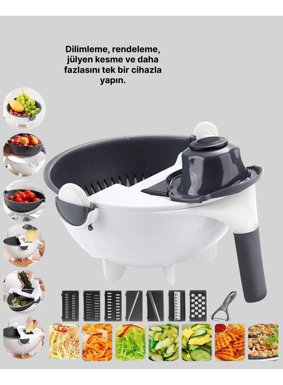 Çok Amaçlı Hazneli Sebze Rende Doğrayıcı ve Soyucu