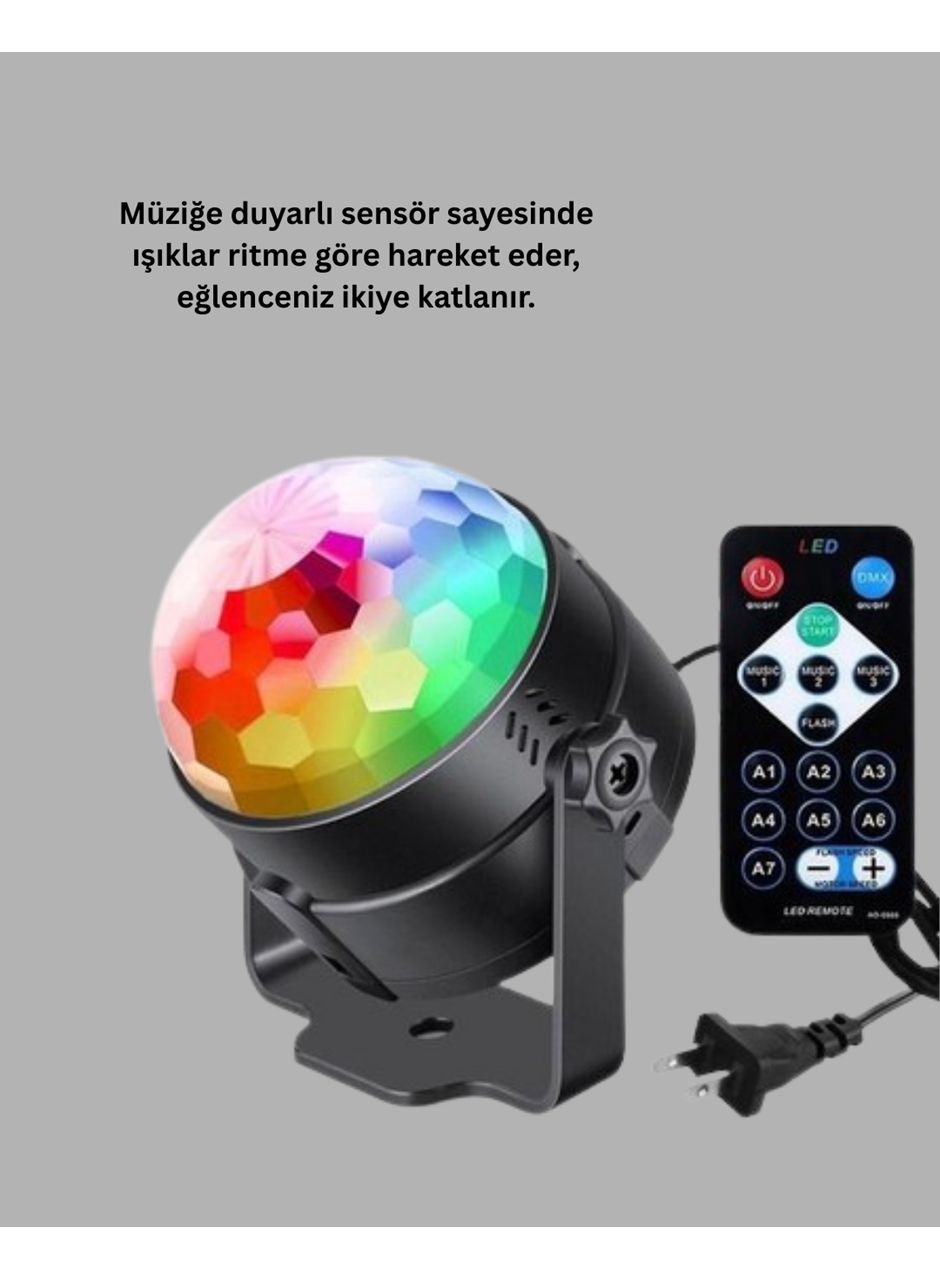 Müzik Sensörlü Renkli LED Parti Işığı
