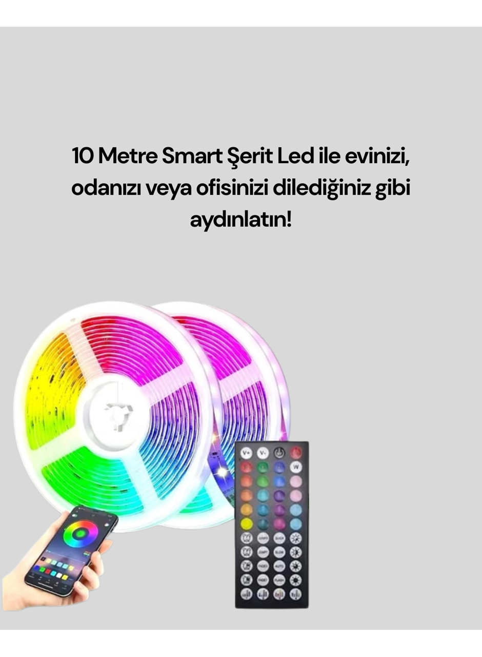 Bluetooth Kontrollü Smart Şerit Led 10M Sese Duyarlı RGB Aydınlatma