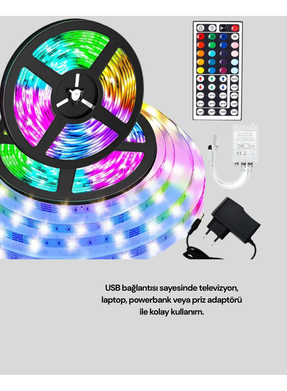 Bluetooth Kontrollü Smart Şerit Led 10M Sese Duyarlı RGB Aydınlatma