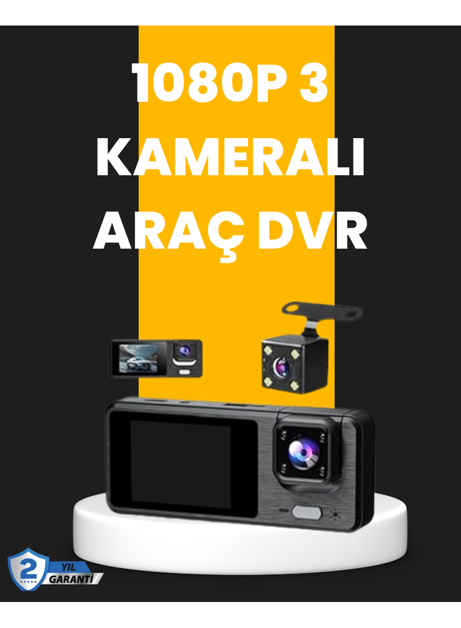Çok Açılı Araç İçi DVR | Ön İç Arka Kamera, Döngü Video Kaydı