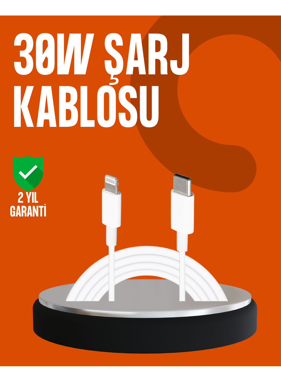 30W Type-C Lightning Hızlı Şarj Kablosu 1.2m iPhone Uyumlu