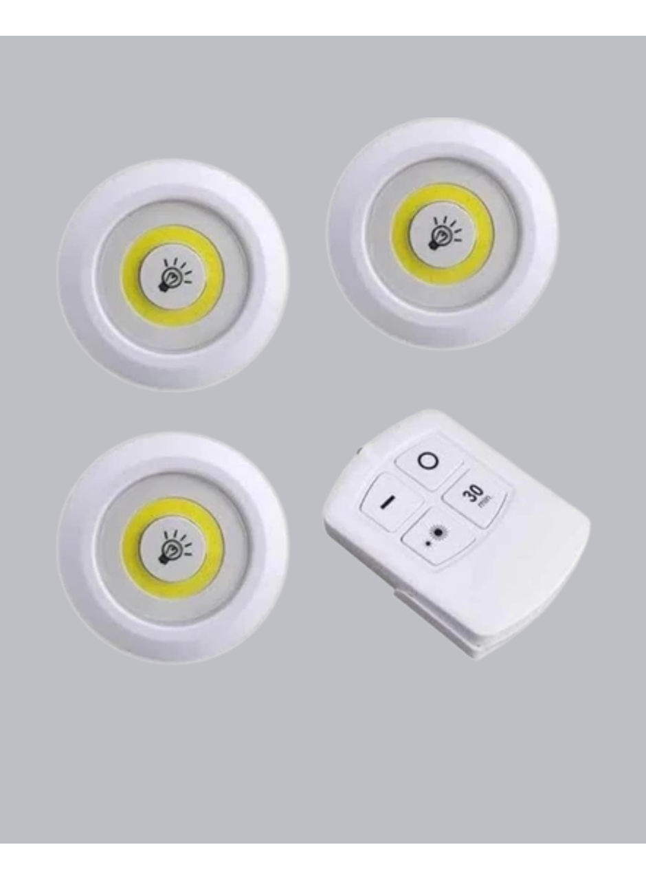 Uzaktan Kumanda İle Kontrol Edilebilen Yapışkanlı 3 Lü Kablosuz Led Spot Lamba