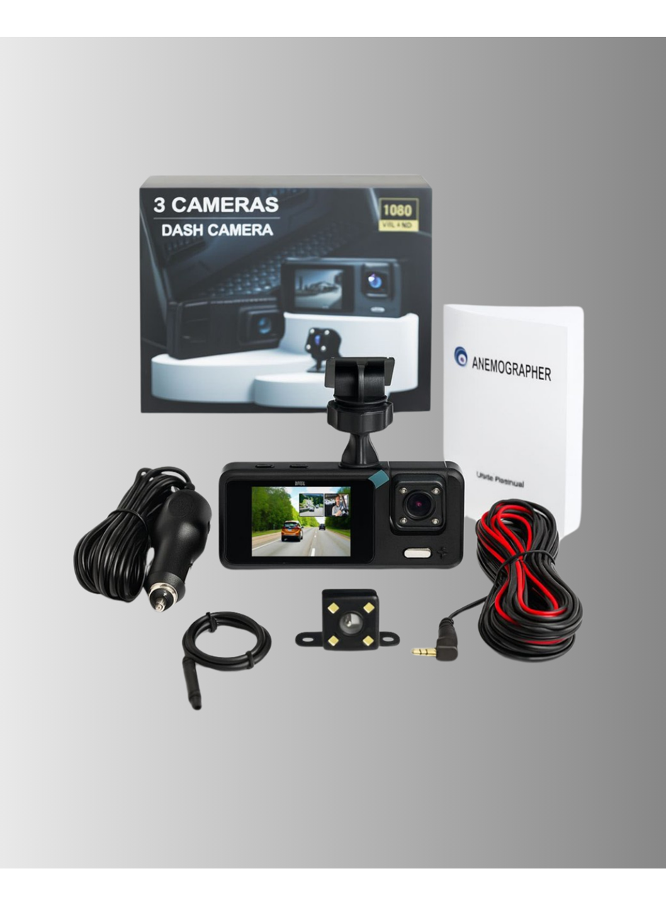 3 Kameralı Araç İçi DVR Kayıt Cihazı  Ön İç Arka Kamera Full HD